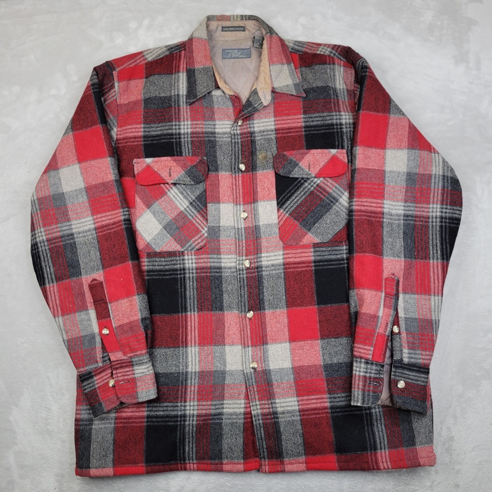 Vintage Lord Taylor Jacket Mens Large Buffalo Plaid Wool Lined 90s Kensington